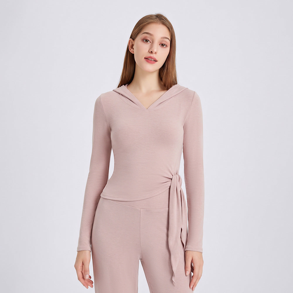 Wholesale Women’s Thermal Workout Hoodie | Thick Fleece-Lined Long-Sleeve Sportswear | fouregg - Misty Rose