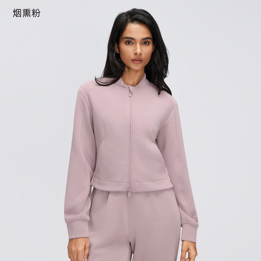 Wholesale Women’s Casual Activewear Jacket D26156 | Cropped Long-Sleeve Training Top | fouregg - Smoky Pink