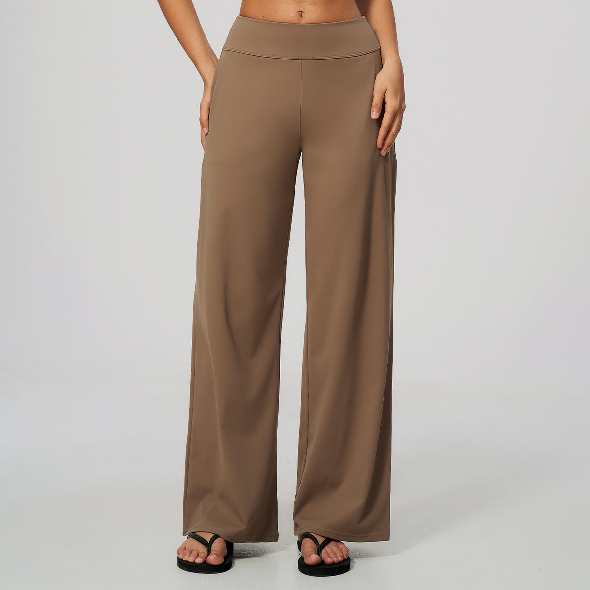 Wholesale Women’s Brushed Sweatpants | Bulk Low-Rise Relaxed-Fit Running Pants 5555 | fouregg - Mocha Brown