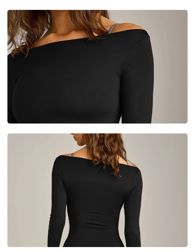 Wholesale Women’s Activewear Set | Quick-Dry Long Sleeve Off-Shoulder Top & High-Waisted Workout Pants | fouregg