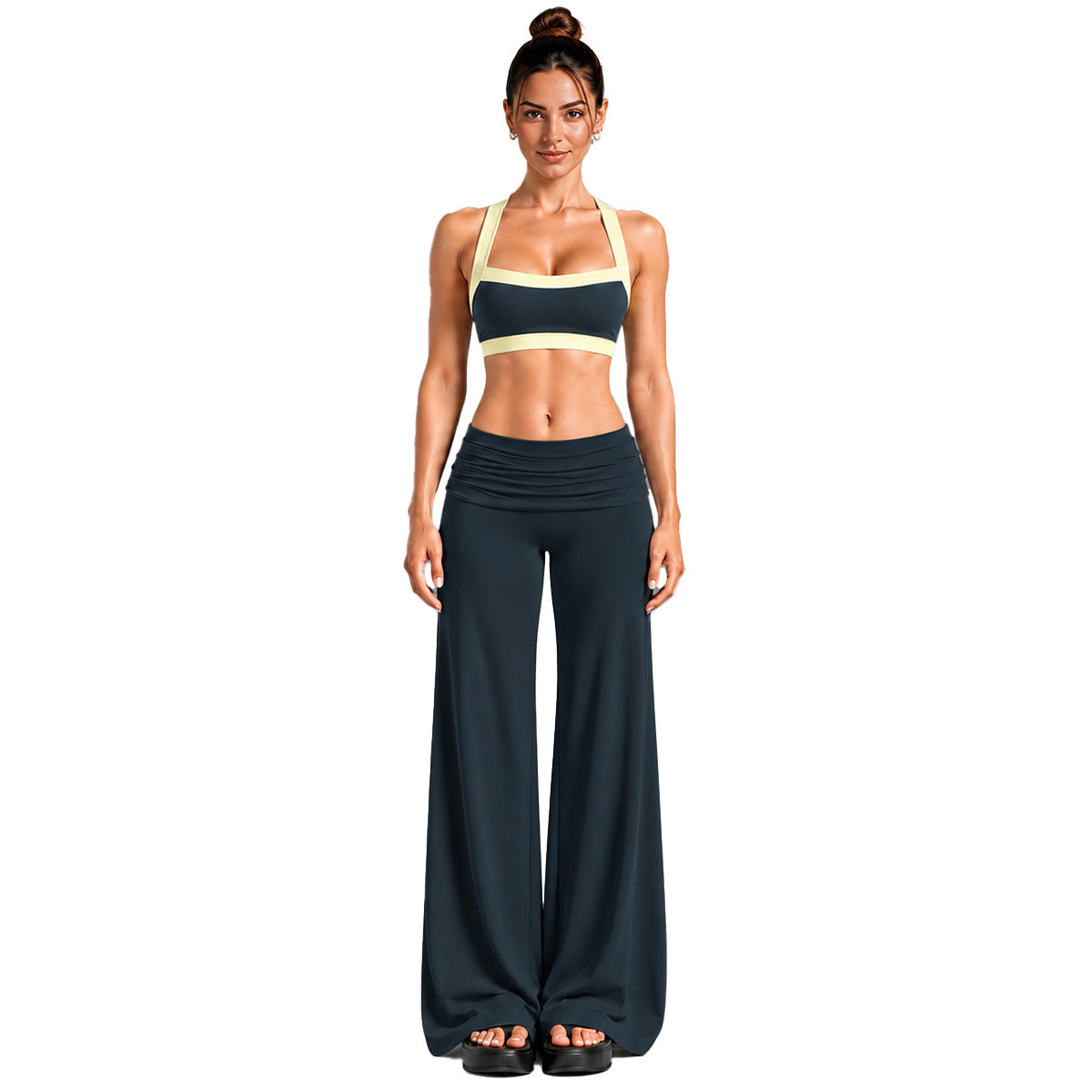 Wholesale Women’s Activewear Set | Contrast-Color Yoga Bra & Pilates Fitness Pants | fouregg