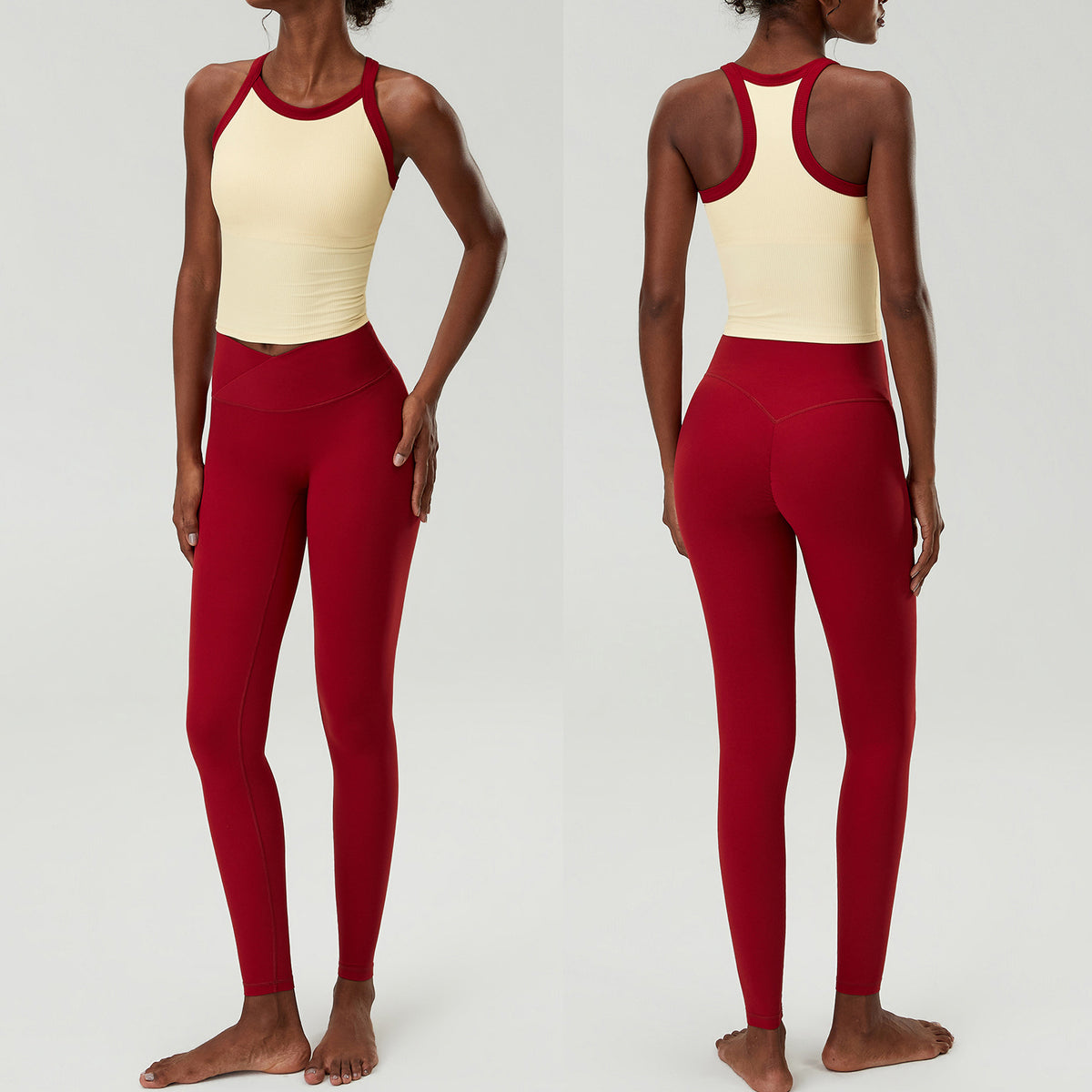 Wholesale Women’s 2-Piece Fitness Set | Bulk Stretch Tennis & Running Wear | fouregg - Ankara Red