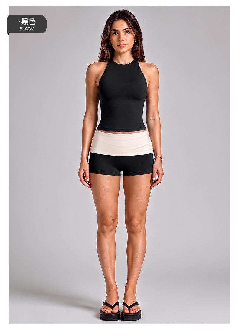 Wholesale Women’s Activewear Set | Color-Block Halter Sports Top & High-Waisted Workout Pants | fouregg