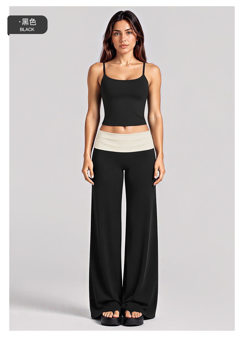 Wholesale Women’s Activewear Set | Backless Sports Tank & Color-Block High-Waisted Yoga Leggings | fouregg