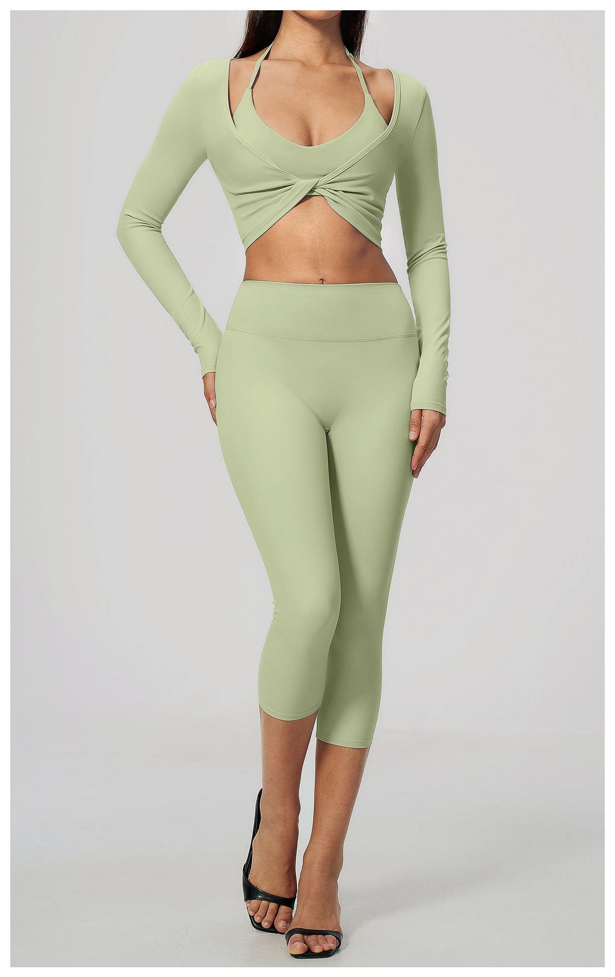 Wholesale Women’s Brushed Pilates Top 5529 | High-Stretch Breathable Cropped Workout Shirt | fouregg