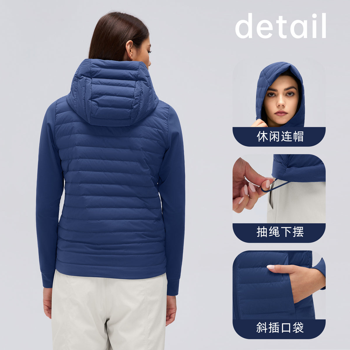 Wholesale Women’s Lightweight Down Jacket D26111 | Slim-Fit Hooded Outdoor Sports Outerwear | fouregg