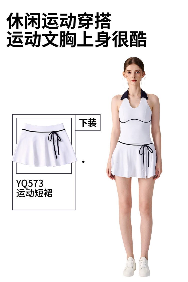 Wholesale Women’s Halter Polo Tank Top | Bulk Breathable Padded Yoga & Fitness Wear | fouregg