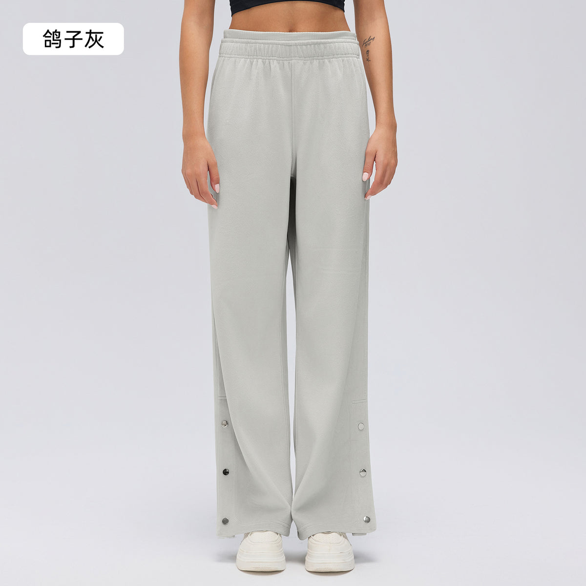 Wholesale Women’s Winter Sweatpants D26120 | Relaxed-Fit Draped Trousers with Adjustable Cuffs | fouregg - Dove Gray
