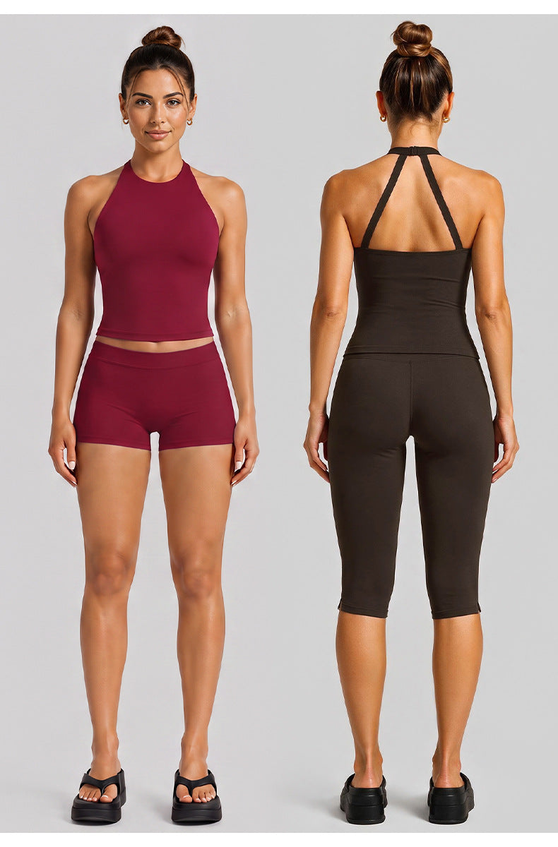 Wholesale Women’s Activewear Set | Halter Neck Workout Top & High-Stretch Pilates Leggings | fouregg