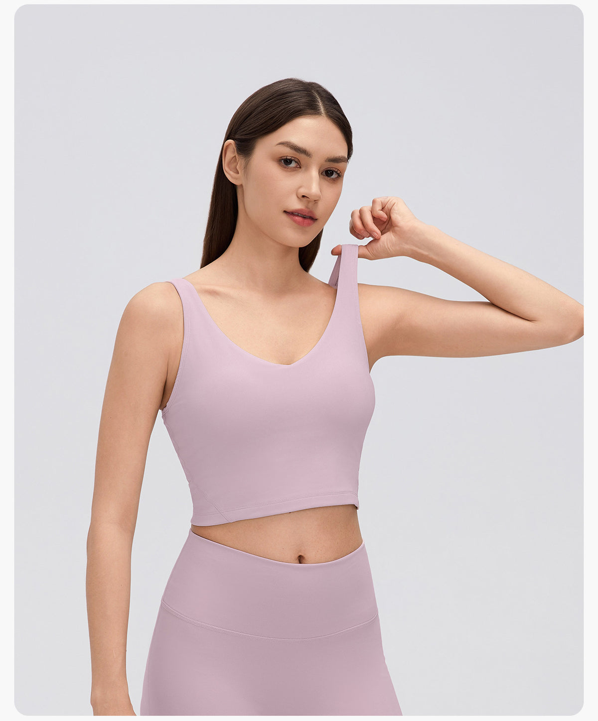 Wholesale Women’s Thermal Yoga Tank D26153 | Brushed V-Neck Sports Bra with Built-In Support | fouregg