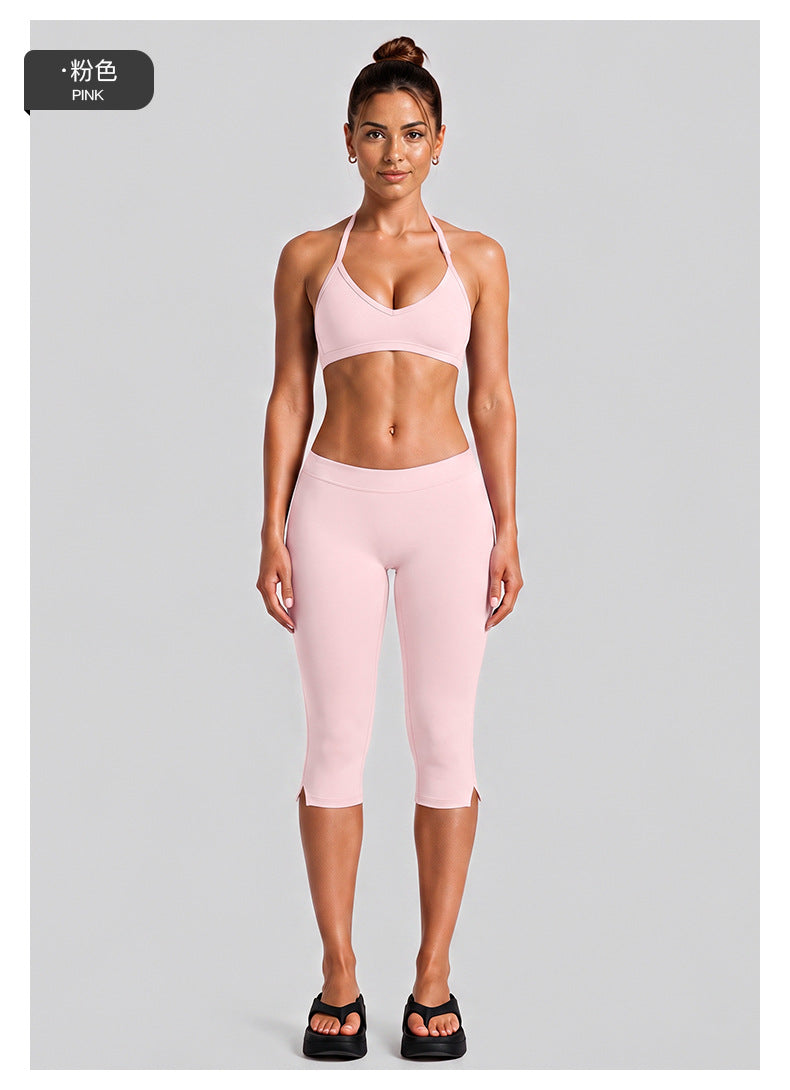 Wholesale Women’s Quick-Dry Activewear Set | Backless Halter Top & Mid-Length Workout Pants | fouregg