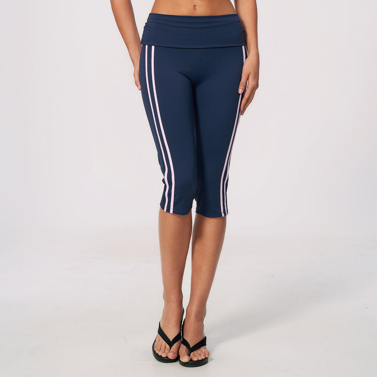 Custom Private Label 3588 Fold-Over Waistband Yoga Capri Pants | Quick-Dry | Wholesale | fouregg