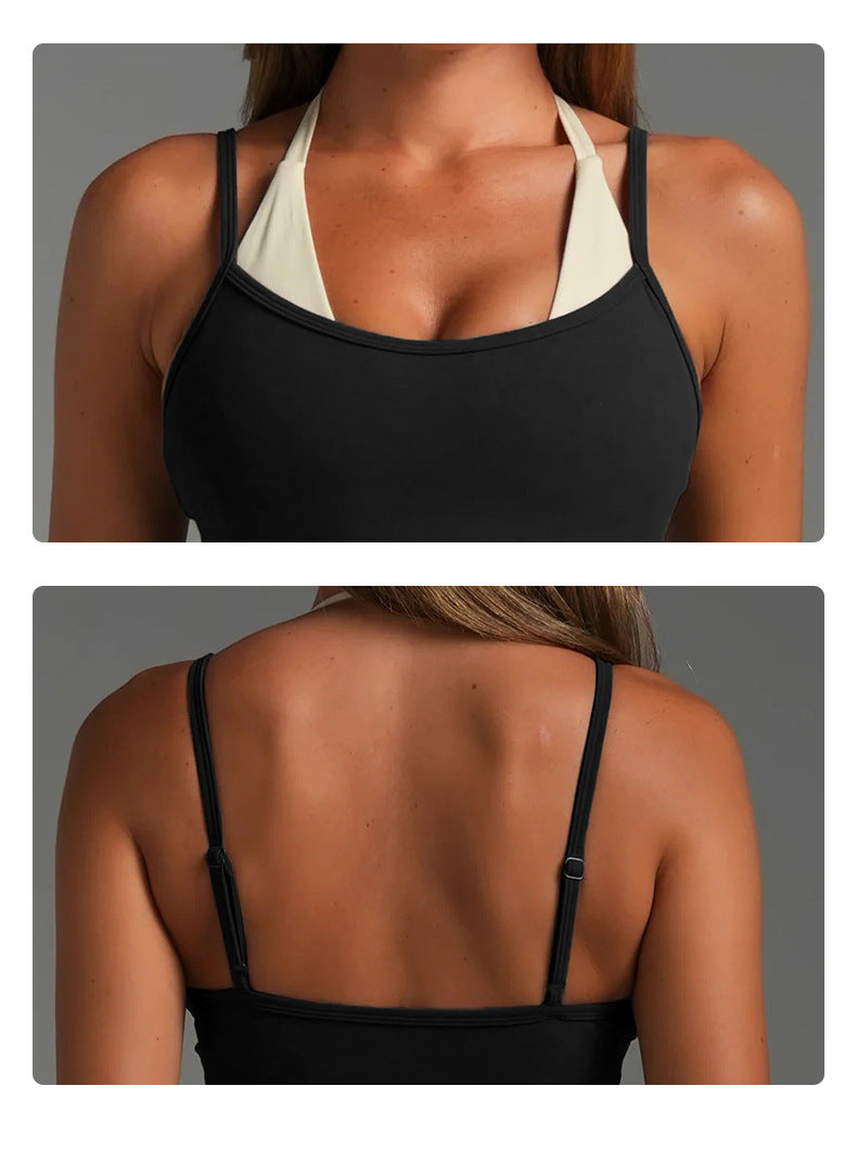 Wholesale Women’s Activewear Set | Color-Block Workout Tank & Quick-Dry Polka Dot Yoga Pants | fouregg