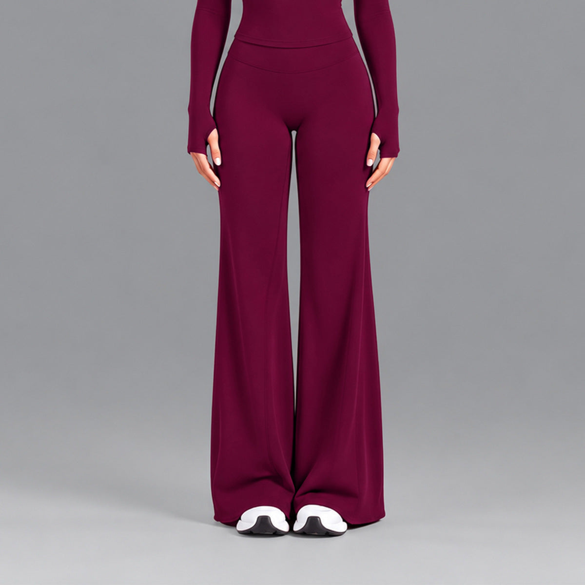 Wholesale Women’s Quick-Dry Ribbed Activewear Pants | High-Waist Straight-Leg Running & Yoga Pants | fouregg - Plum