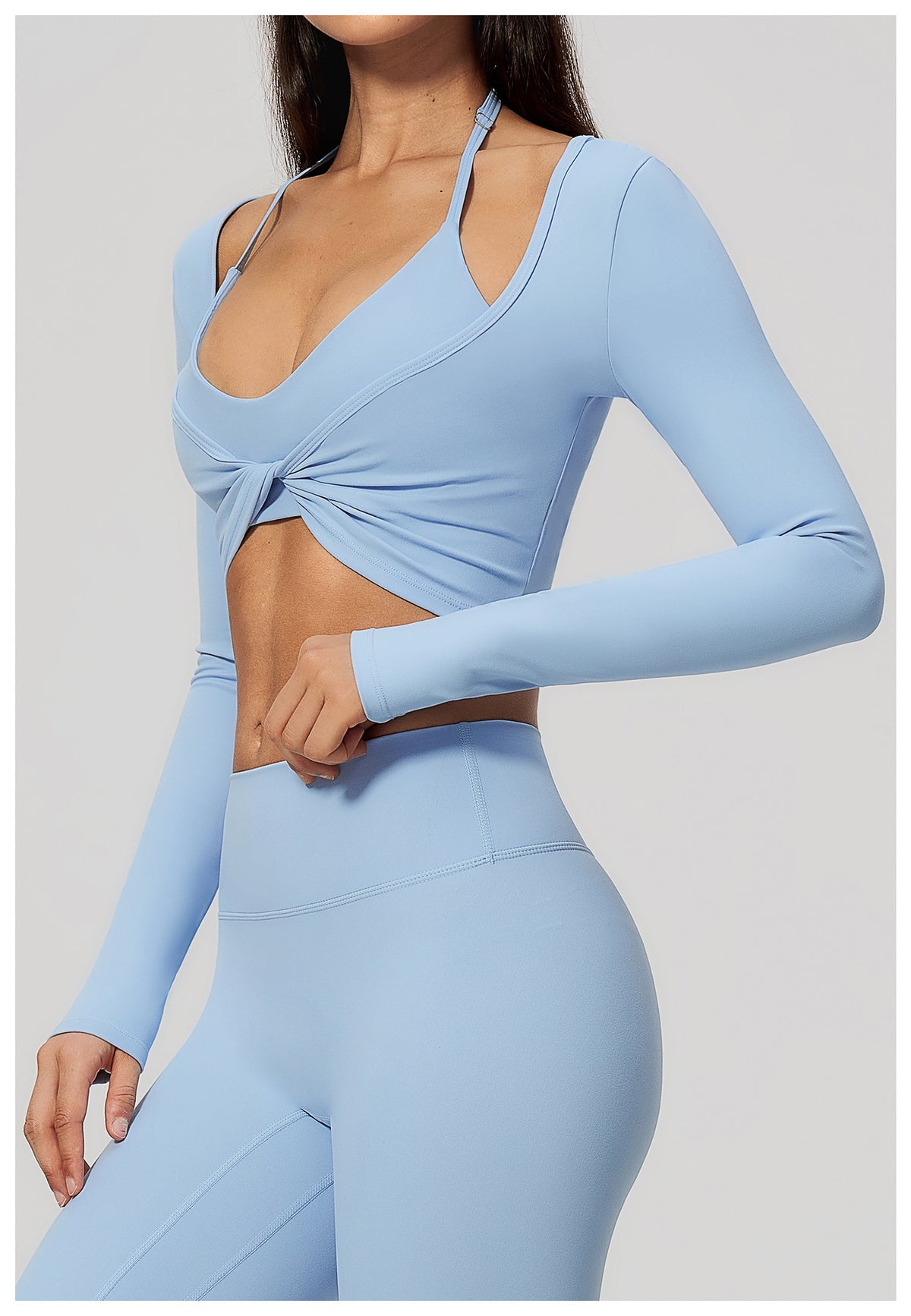Wholesale Women’s Brushed Pilates Top 5529 | High-Stretch Breathable Cropped Workout Shirt | fouregg