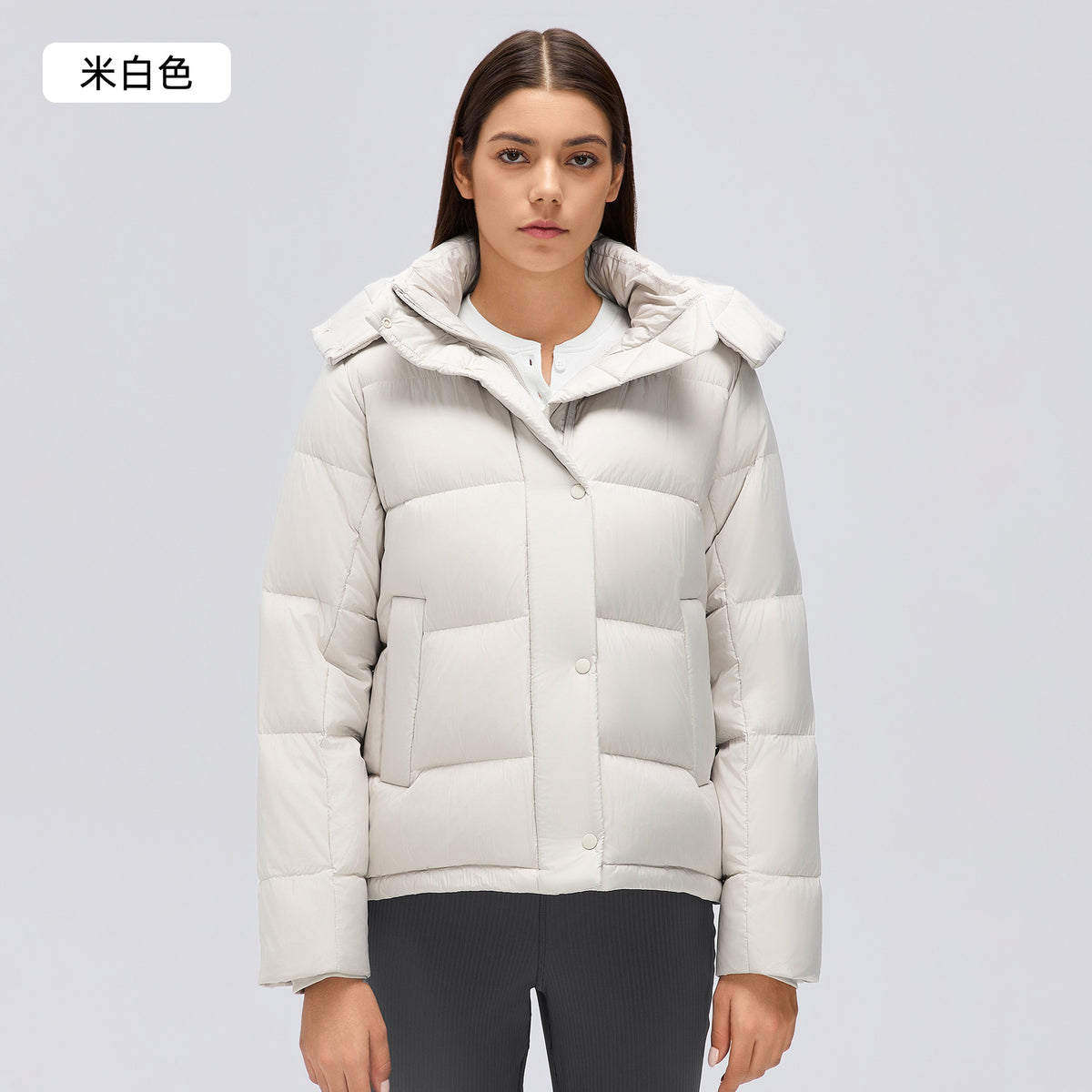 Wholesale Women’s Thickened Down Puffer Jacket D26150 | Slim-Fit Adjustable-Waist Winter Outerwear | fouregg - Off-White
