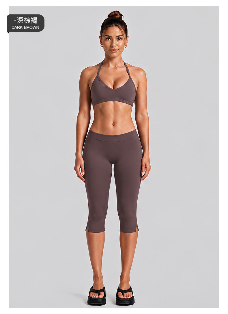 Wholesale Women’s Quick-Dry Activewear Set | Backless Halter Top & Mid-Length Workout Pants | fouregg