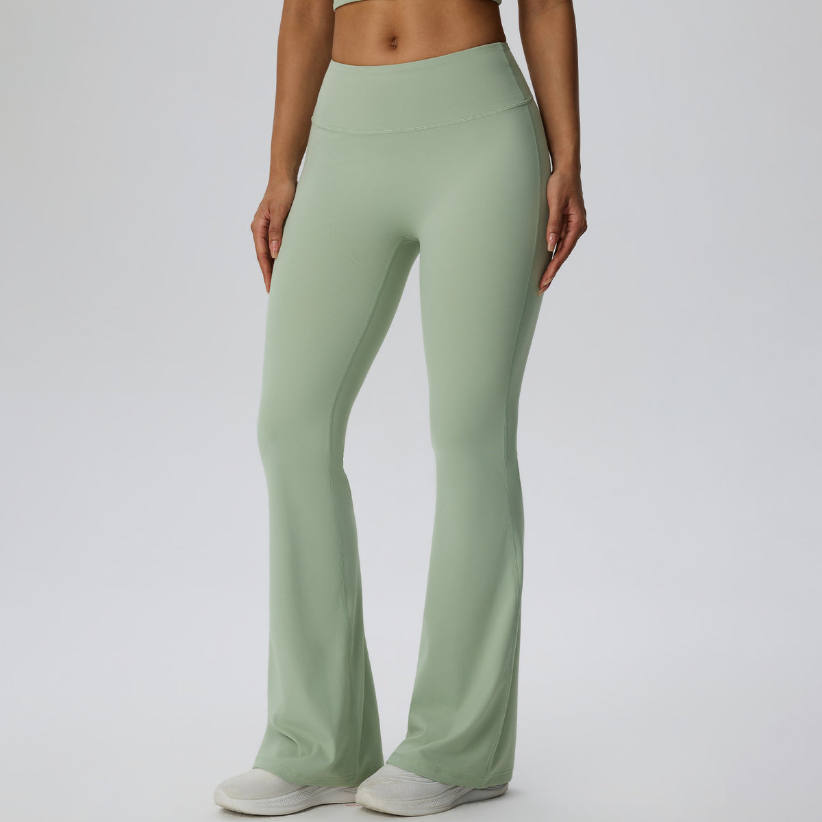 Wholesale Women’s High-Stretch Flare Yoga Pants | Bulk Sculpting Wide-Leg Activewear 62347 | fouregg - Matcha Green