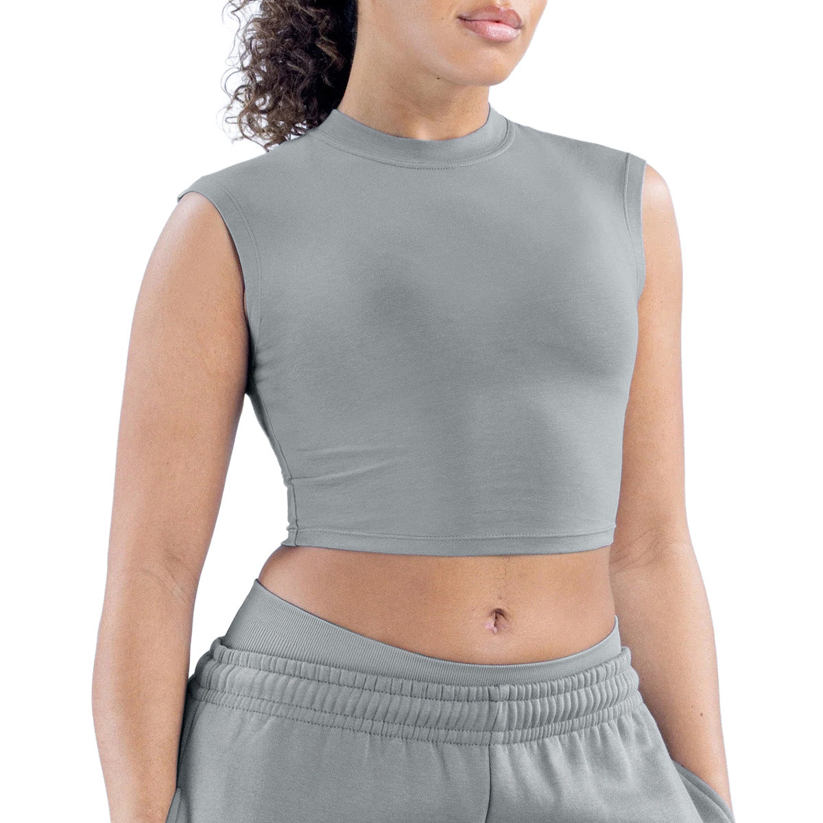 Wholesale Women’s Activewear Top | Quick-Dry Wide-Shoulder Crop Tank for Pilates & Training | fouregg