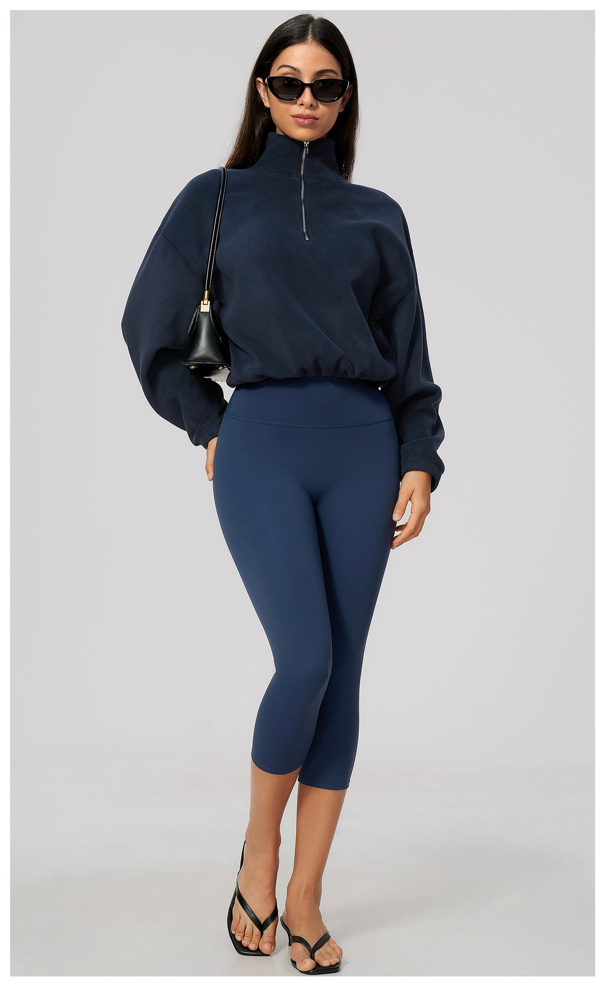 Wholesale Women’s Half-Zip Sports Top | Bulk Relaxed-Fit Color Block Sweatshirt 3619 | fouregg