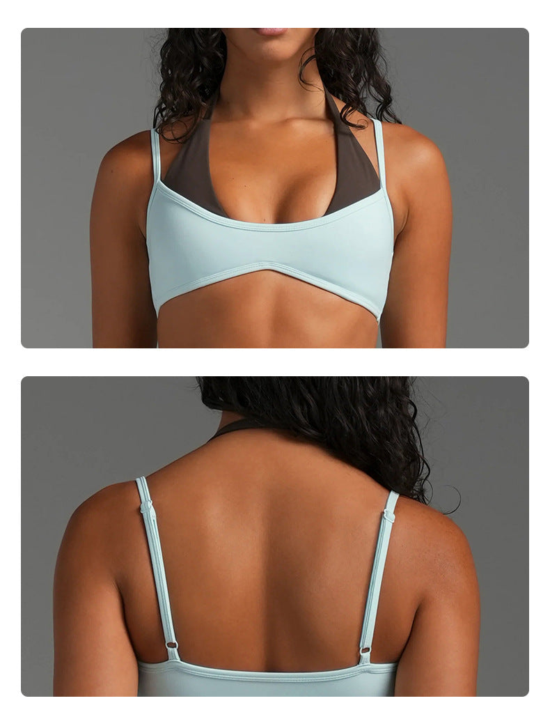 Wholesale Women’s Polka Dot Activewear Set | Backless Yoga Tank & Contrast-Trim Workout Trousers | fouregg