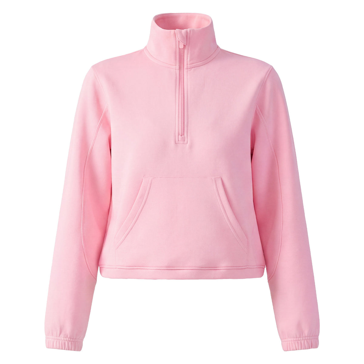 Wholesale Women’s Cropped Sweatshirt | Bulk Relaxed-Fit Half-Zip Workout Top | fouregg