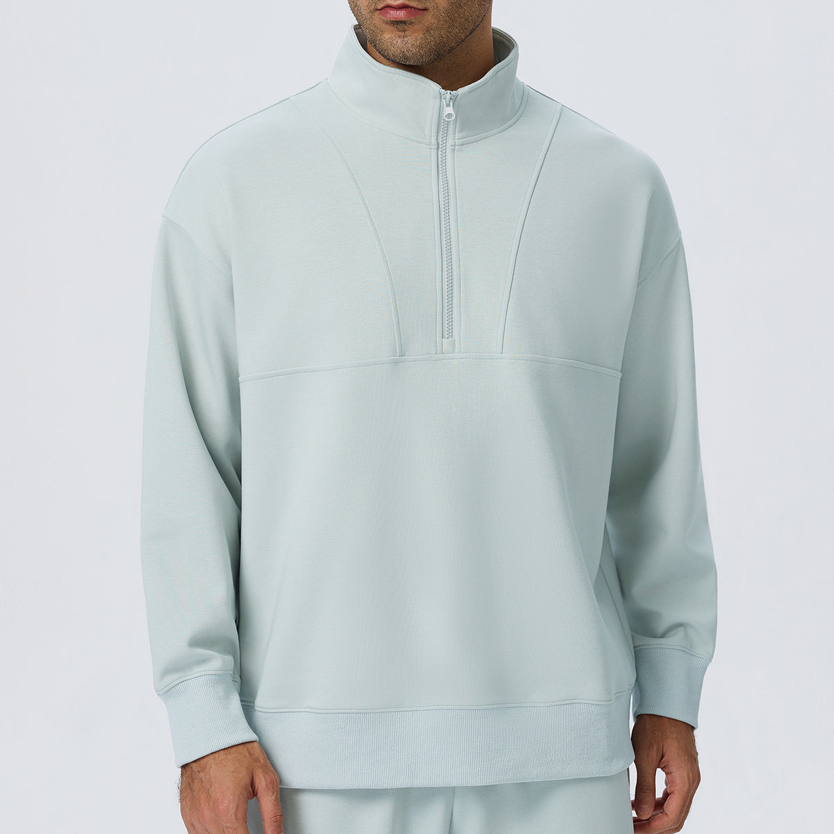 Wholesale Men’s Half-Zip Sports Pullover | Bulk Relaxed-Fit Thermal Workout Top 61531 | fouregg - Glacier Green