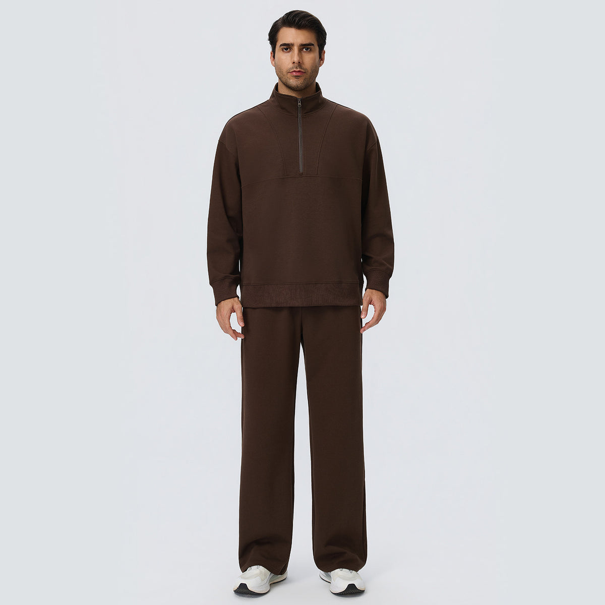 Wholesale Men’s Fleece Tracksuit Set | Bulk Warm Running & Fitness Activewear | fouregg - Clay Brown
