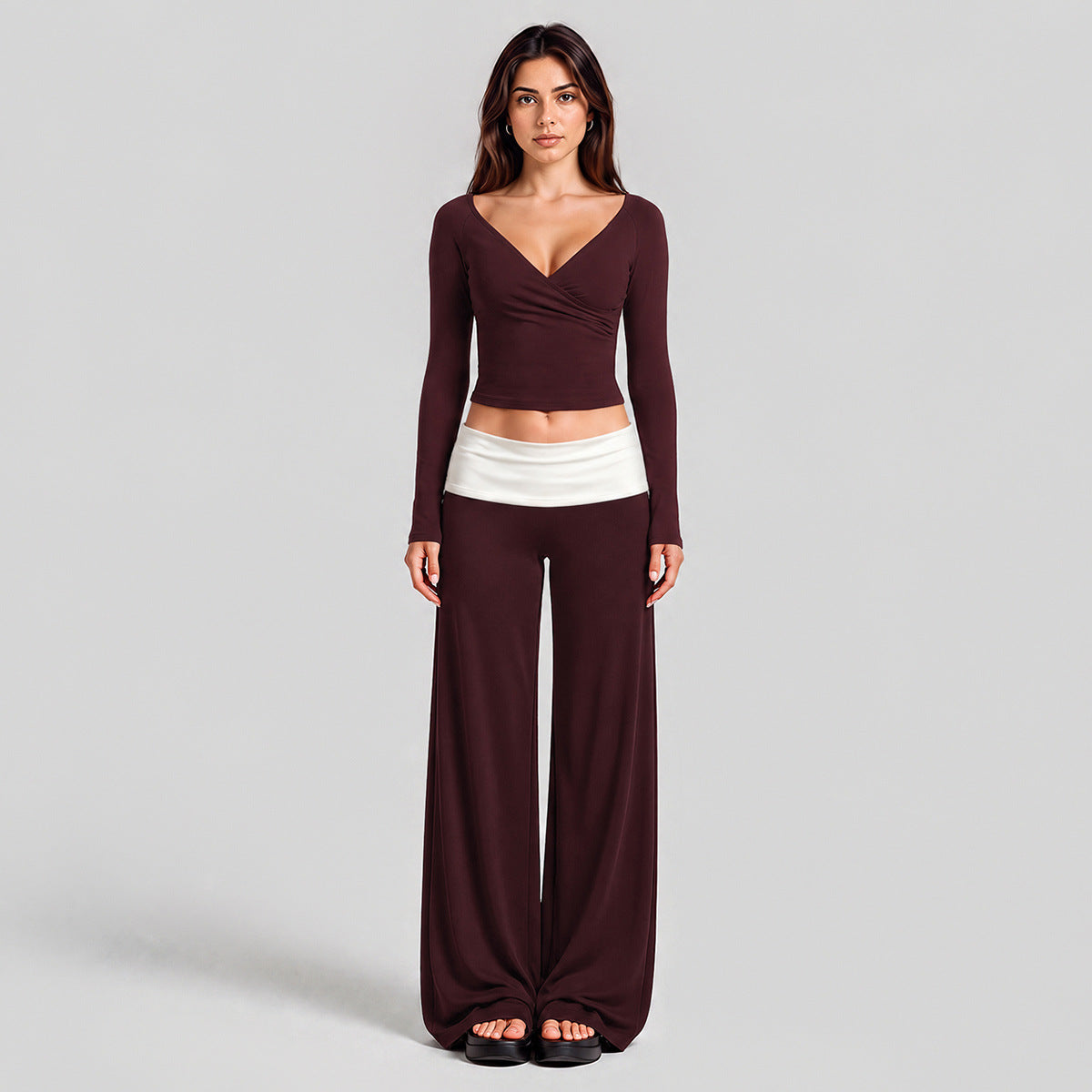 Wholesale Women’s Activewear Set | Quick-Dry Long Sleeve Off-Shoulder Top & High-Waisted Workout Pants | fouregg - Long Sleeve + Pants, Ankara Red