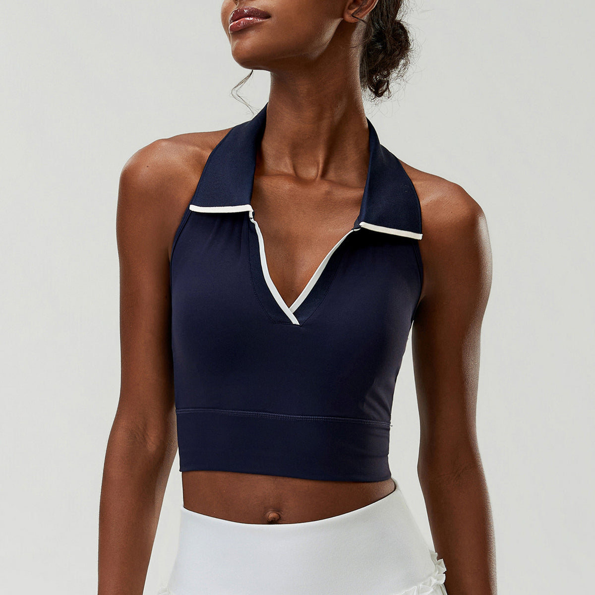 Wholesale Women’s Halter Sports Bra | Bulk Stretch Tennis, Yoga & Badminton Top | fouregg