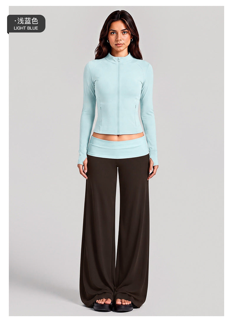 Wholesale Women’s Activewear Set | Color-Block High-Neck Jacket & Quick-Dry Workout Trousers | fouregg