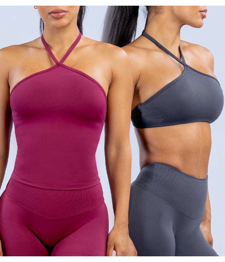 Wholesale Women’s Activewear Top | Quick-Dry Crisscross Halter Tank for Running & Pilates | fouregg