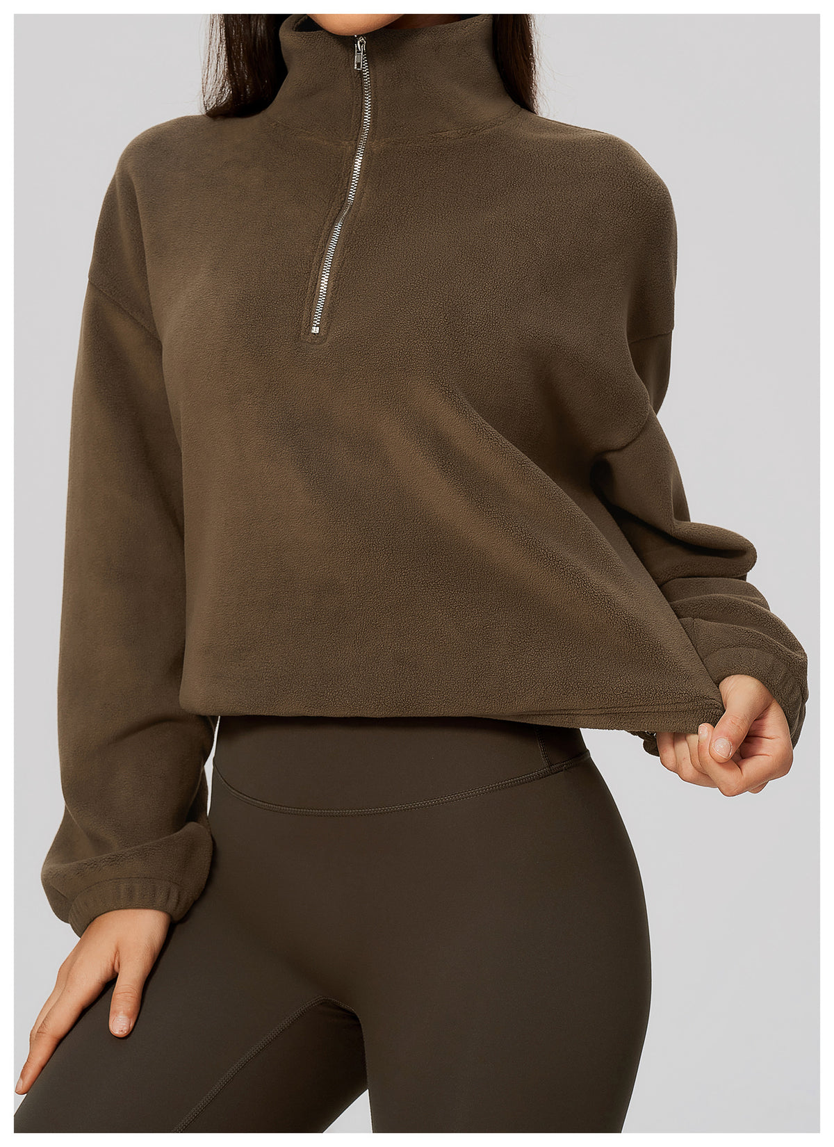 Wholesale Women’s Half-Zip Sports Top | Bulk Relaxed-Fit Color Block Sweatshirt 3619 | fouregg