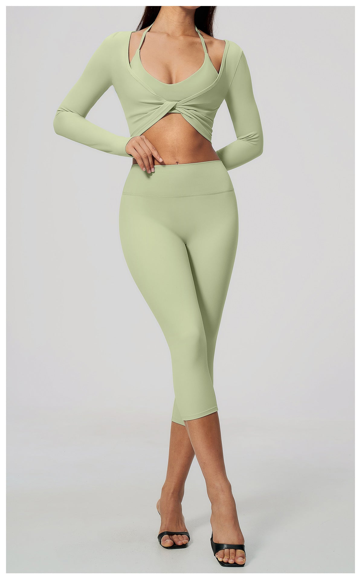 Wholesale Brushed Activewear Set 5529 | Tummy-Control, Butt-Lifting Yoga & Running Outfit | fouregg