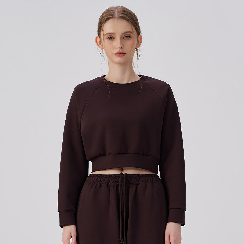 Wholesale Women’s Cropped Sweatshirt | Bulk Pilates & Outdoor Activewear | fouregg - Violet Brown