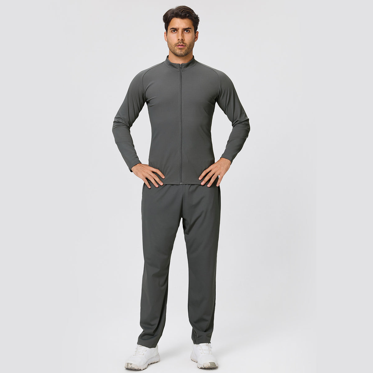 Wholesale Men’s Winter Sports Set | Bulk Lightweight Fleece Fitness & Casual Wear | fouregg - Graphite Gray