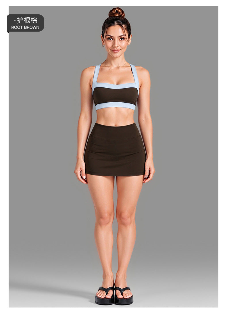 Wholesale Women’s Activewear Set | Color-Block Workout Bra & Low-Waisted Casual Fitness Pants | fouregg