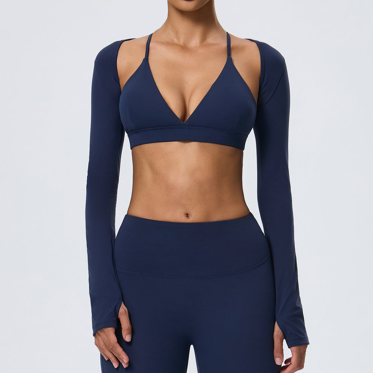 Wholesale Women’s Fitted Yoga Cover-Up | Bulk Double-Brushed Quick-Dry Activewear 62540 | fouregg - Navy Blue