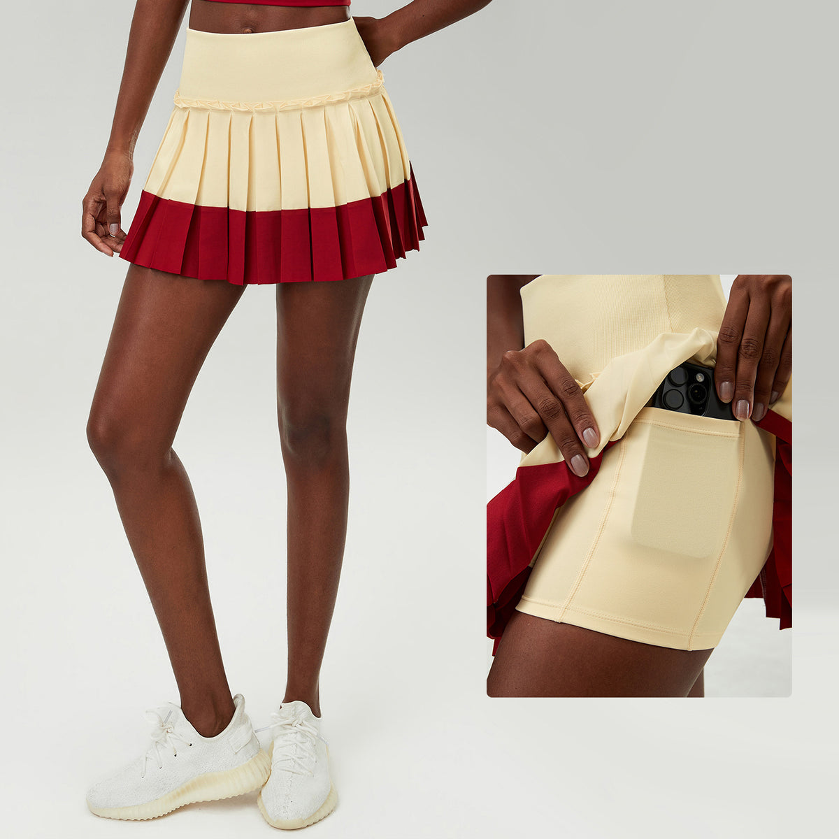 Wholesale Women's Puff-Edge Tennis Skirt Wholesale | Striped Polyester Sports Skirt | fouregg | SP670