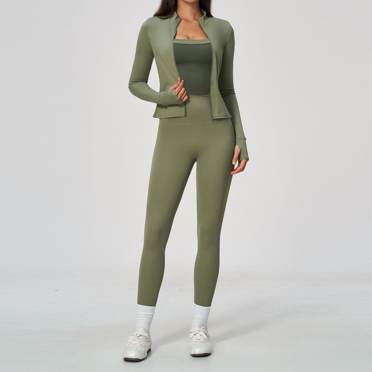 Wholesale 3-Piece Workout Set | Fitted Cardigan & Yoga Set 6116 | fouregg