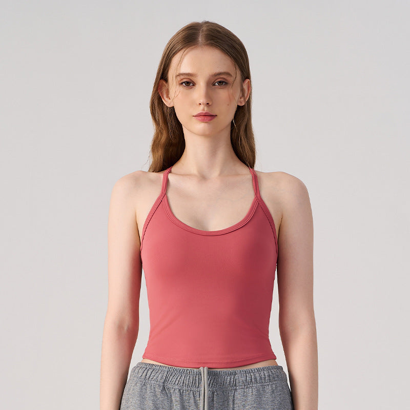 Wholesale Women’s Padded Sports Bra | Bulk High-Stretch Workout & Fitness Tank | fouregg - Blush Red