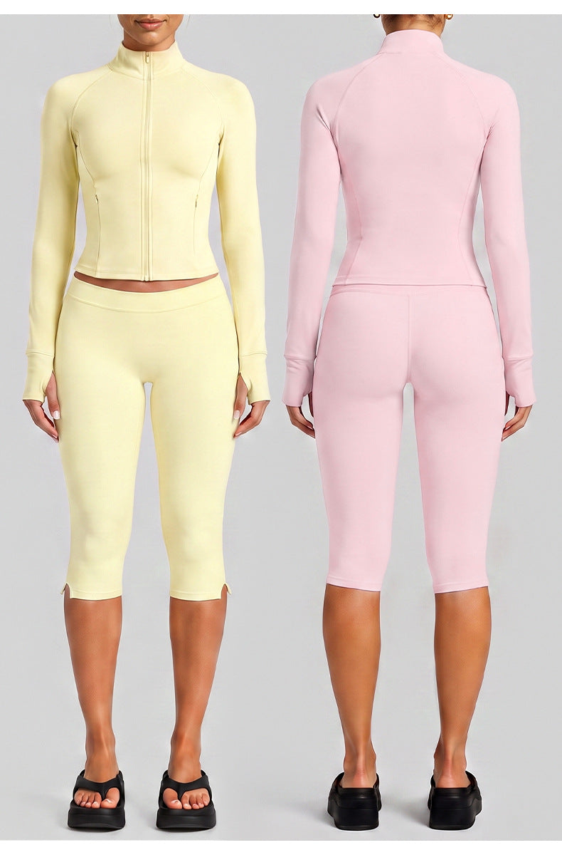 Wholesale Women’s Casual Tracksuit | Fitted Zip-Up Jacket & Versatile Outdoor Running Outfit | fouregg