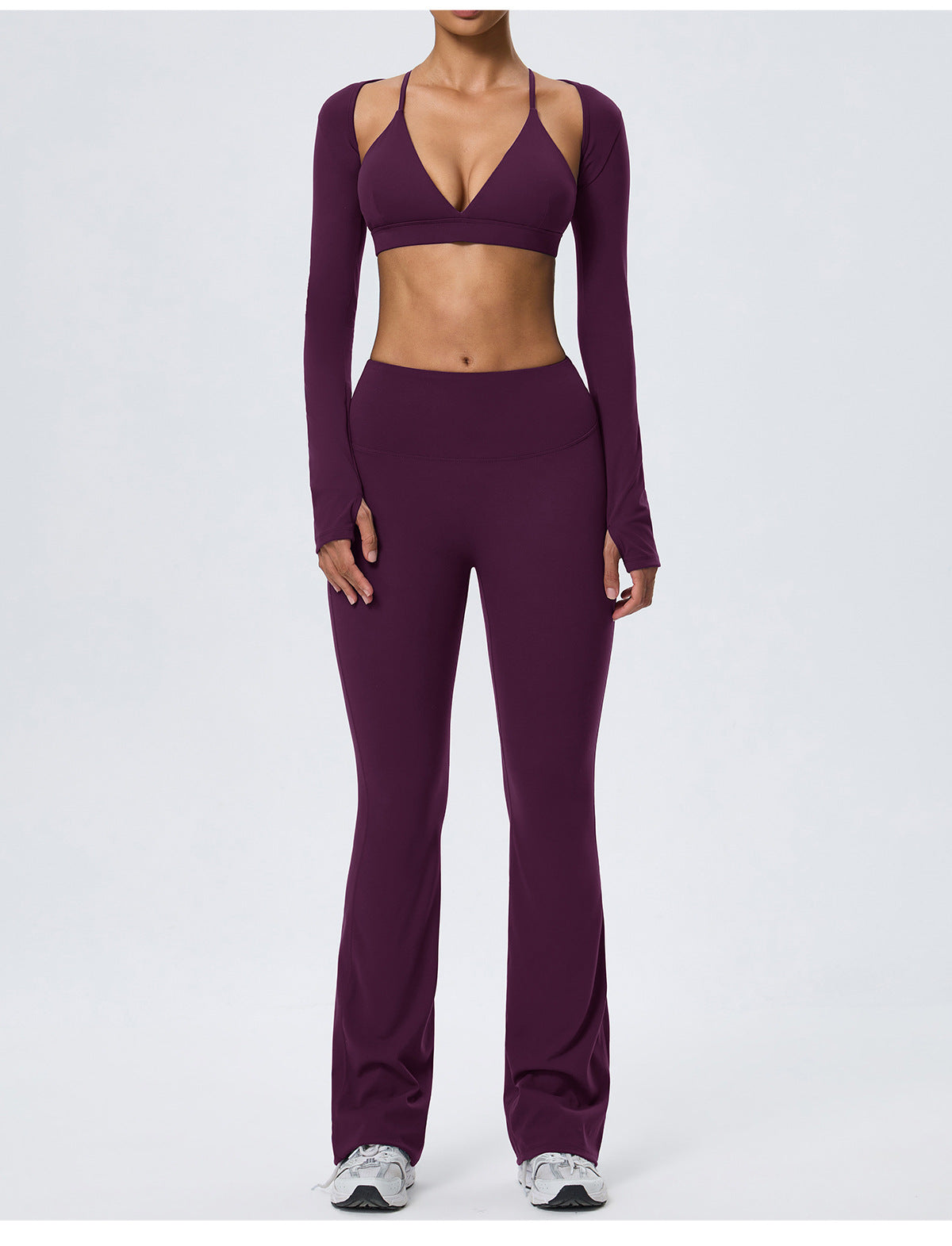 Wholesale Women’s Double-Brushed Yoga Set | Bulk 3-Piece Sculpting Fitness & Running Wear | fouregg