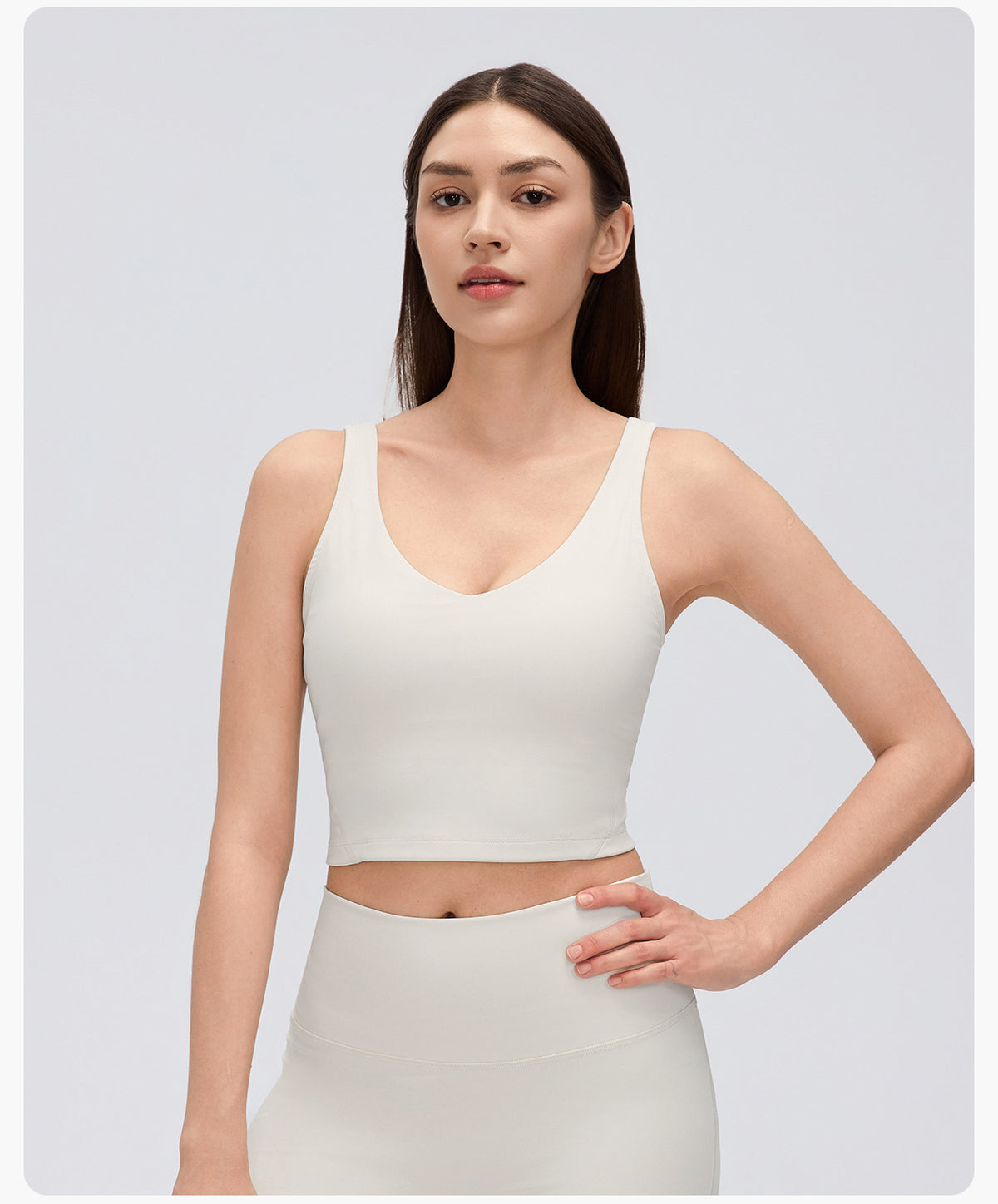 Wholesale Women’s Thermal Yoga Tank D26153 | Brushed V-Neck Sports Bra with Built-In Support | fouregg