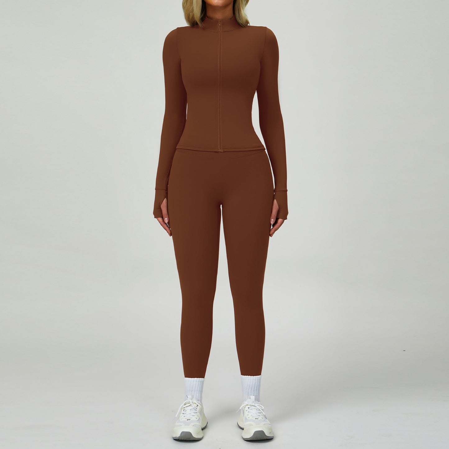 08/2022 nude yoga clothing women's autumn and winter zipper long-sleeved fitness clothing set body running fitness sportswear 6116