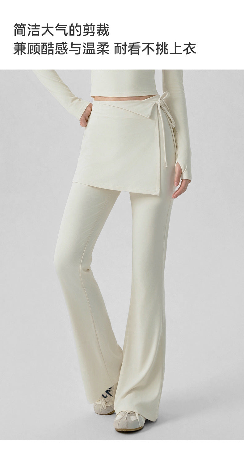 Wholesale Women’s Flare Yoga Pants | Bulk Butt-Lifting Leggings with Anti-Exposure Overlay | fouregg