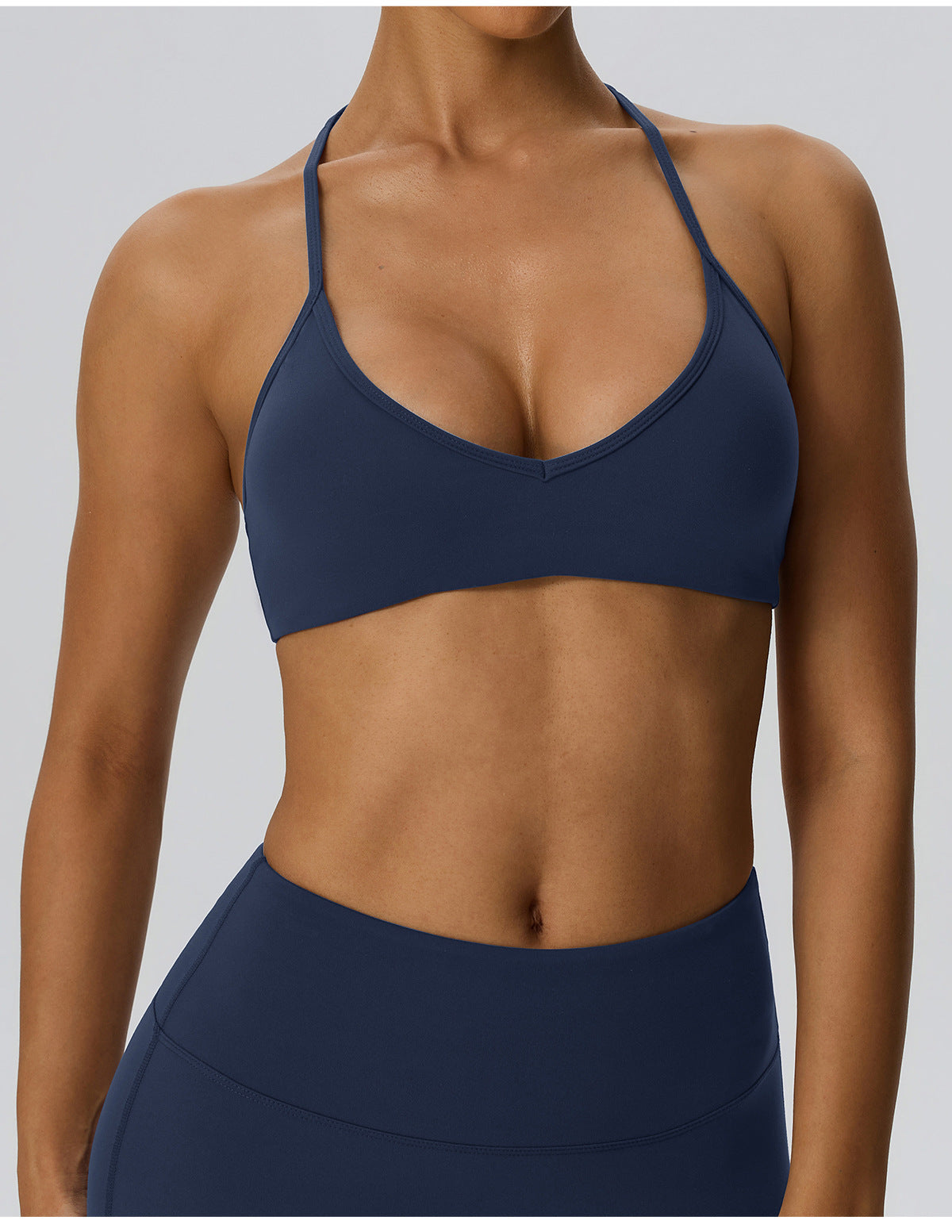 Wholesale Women’s Double-Brushed Sports Bra | Bulk V-Neck Halter Fitness & Yoga Wear 62767 | fouregg