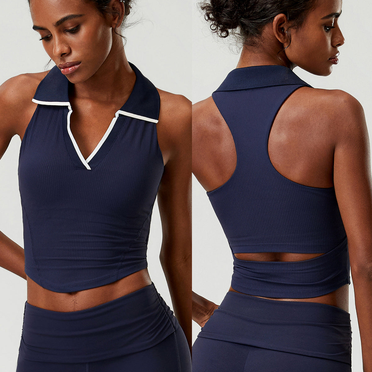 Wholesale Plus Size Women’s Sports Top | Bulk V-Neck Tennis & Badminton Activewear | fouregg - Blue