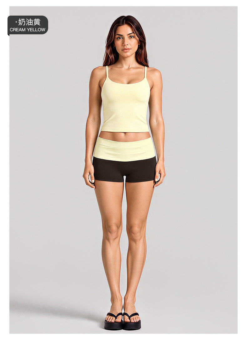 Wholesale Women’s Activewear Set | Backless Sports Tank & Color-Block High-Waisted Yoga Leggings | fouregg