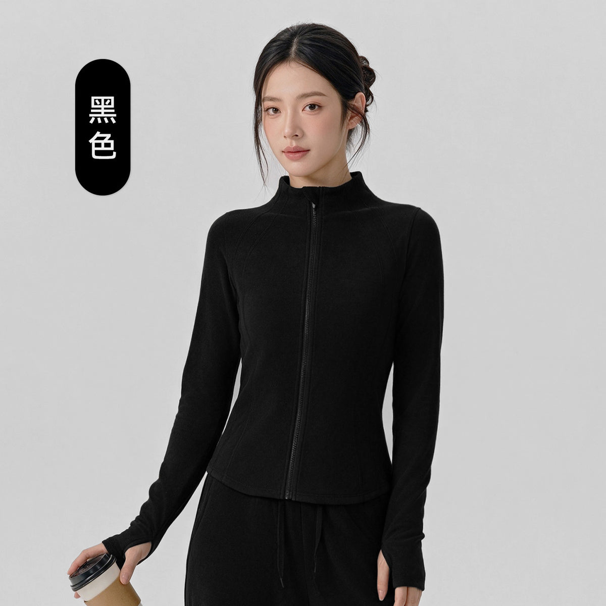 Wholesale Women’s Winter Activewear Jacket | Thickened Thermal Pilates & Workout Cover-Up | fouregg - Black